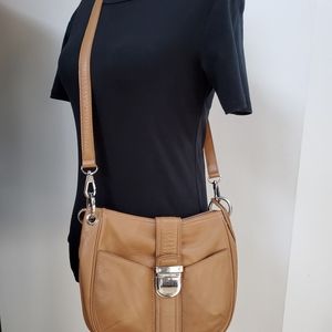 Michael Kors camel pebble grain leather crossbody